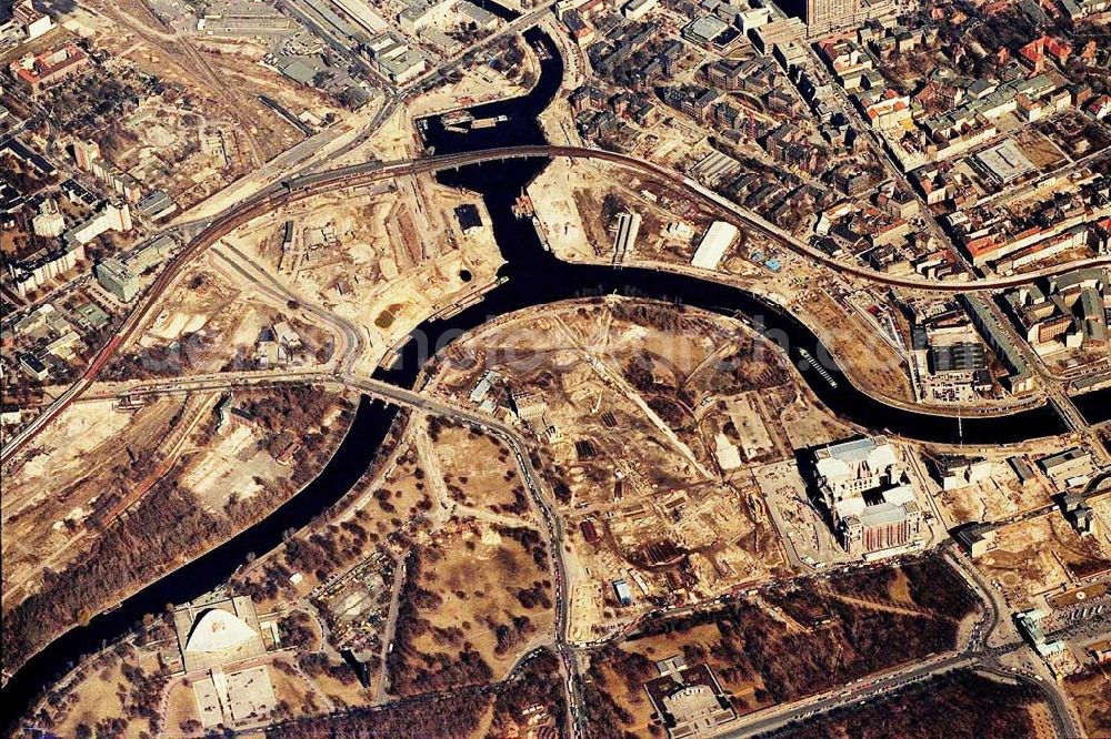 Aerial photograph Berlin - Umbau des Spreebogens im Tiergarten