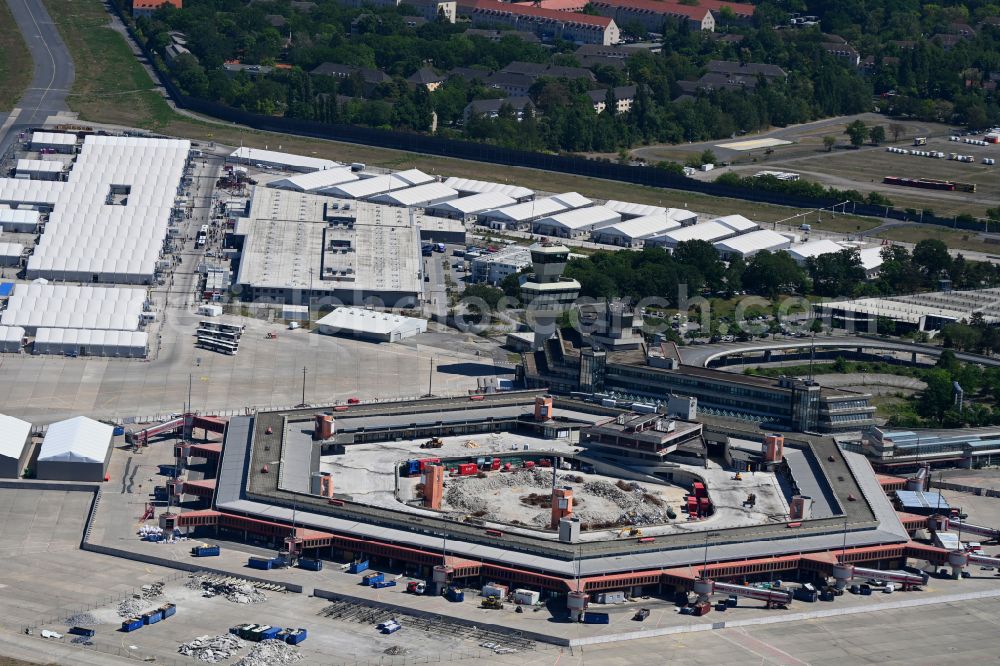 Aerial image Berlin - Conversion of the handling building and terminal on the site of the disused airport in the Tegel district of Berlin, Germany