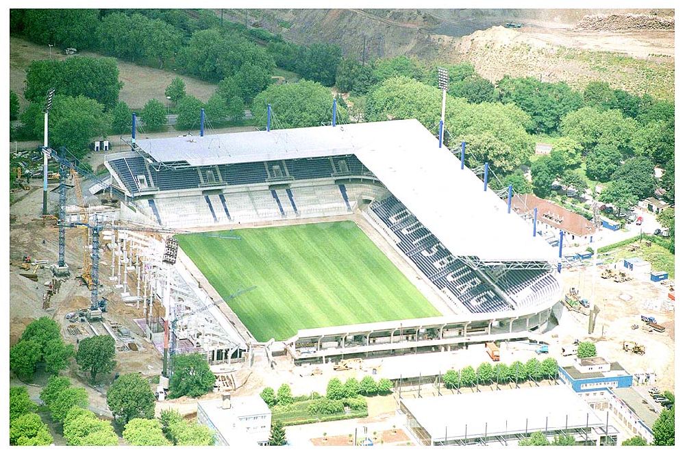 Duisburg from above - 06.07.2004 Umbau des Wedau Stadions in Duisburg WEDAU STADION BERTA ALLEE 2-4 D-47055 DUISBURG