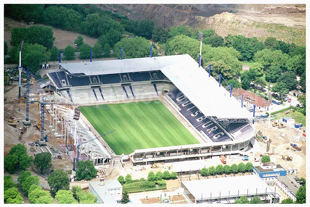 Duisburg from the bird's eye view: 06.07.2004 Umbau des Wedau Stadions in Duisburg WEDAU STADION BERTA ALLEE 2-4 D-47055 DUISBURG