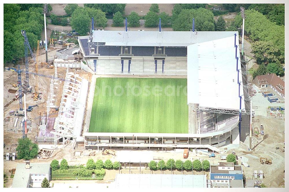 Aerial image Duisburg - 06.07.2004 Umbau des Wedau Stadions in Duisburg WEDAU STADION BERTA ALLEE 2-4 D-47055 DUISBURG