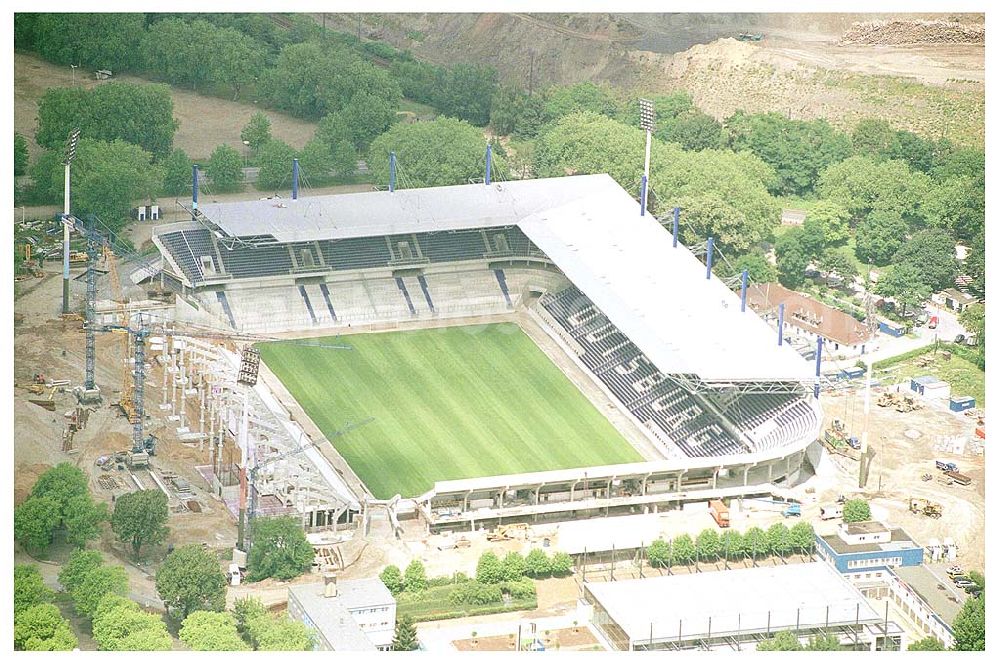 Duisburg from the bird's eye view: 06.07.2004 Umbau des Wedau Stadions in Duisburg WEDAU STADION