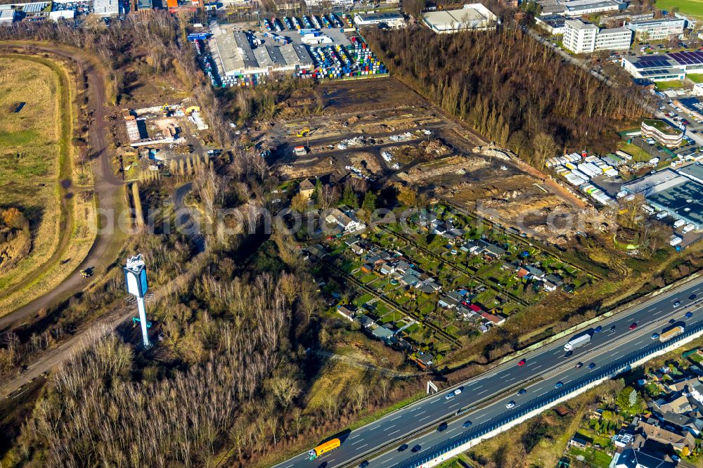 Aerial photograph Recklinghausen - Development, demolition and renovation work on the site of the former racing track - harness racing track as part of the integrated district development concept (ISEK) Hillerheide in Recklinghausen at Ruhrgebiet in the state of North Rhine-Westphalia, Germany