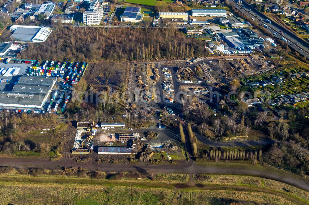 Recklinghausen from the bird's eye view: Development, demolition and renovation work on the site of the former racing track - harness racing track as part of the integrated district development concept (ISEK) Hillerheide in Recklinghausen at Ruhrgebiet in the state of North Rhine-Westphalia, Germany