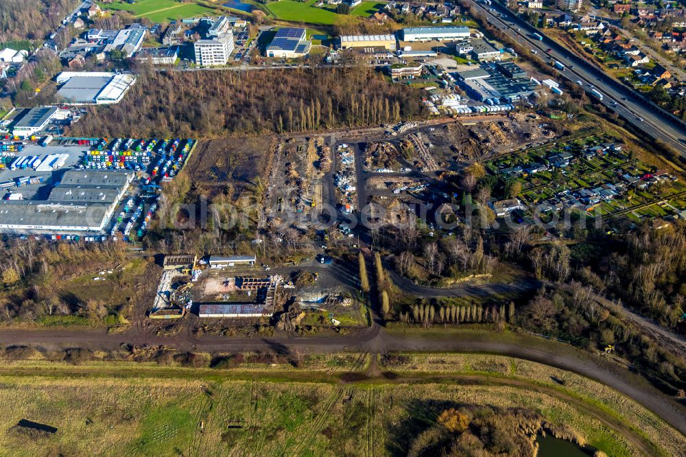 Aerial image Recklinghausen - Development, demolition and renovation work on the site of the former racing track - harness racing track as part of the integrated district development concept (ISEK) Hillerheide in Recklinghausen at Ruhrgebiet in the state of North Rhine-Westphalia, Germany