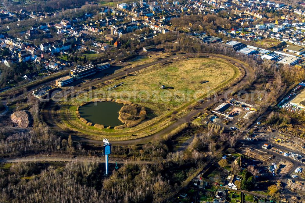 Recklinghausen from above - Development, demolition and renovation work on the site of the former racing track - harness racing track as part of the integrated district development concept (ISEK) Hillerheide in Recklinghausen at Ruhrgebiet in the state of North Rhine-Westphalia, Germany