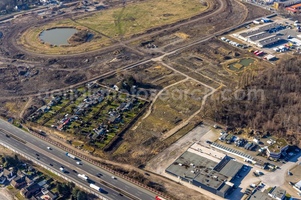 Aerial photograph Recklinghausen - Development, demolition and renovation work on the site of the former racing track - harness racing track as part of the integrated district development concept (ISEK) Hillerheide in Recklinghausen at Ruhrgebiet in the state of North Rhine-Westphalia, Germany