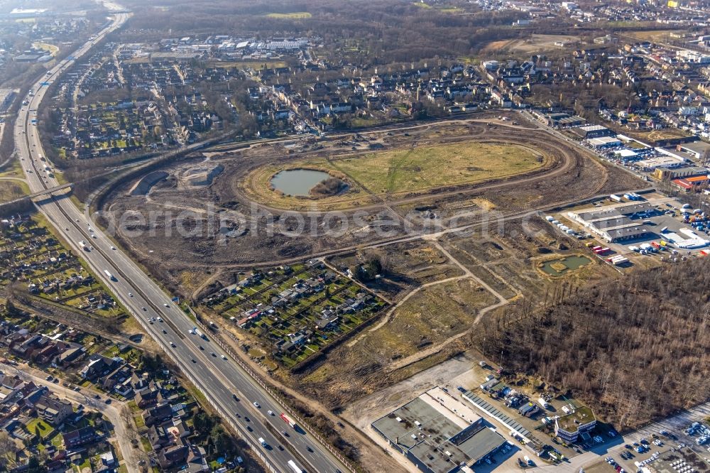 Recklinghausen from above - Development, demolition and renovation work on the site of the former racing track - harness racing track as part of the integrated district development concept (ISEK) Hillerheide in Recklinghausen at Ruhrgebiet in the state of North Rhine-Westphalia, Germany