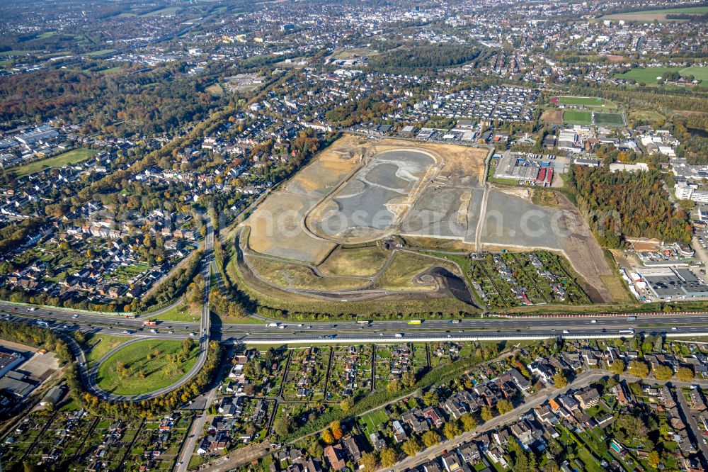 Aerial photograph Recklinghausen - Development, demolition and renovation work on the site of the former racing track - harness racing track as part of the integrated district development concept (ISEK) Hillerheide in Recklinghausen at Ruhrgebiet in the state of North Rhine-Westphalia, Germany