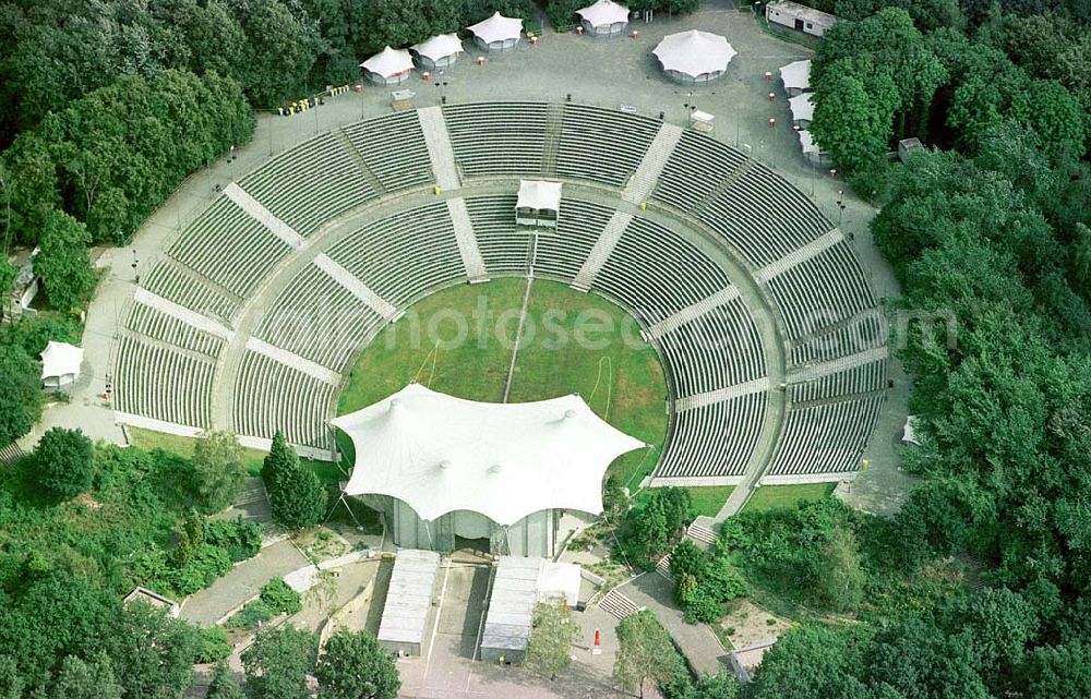 Aerial image Berlin-Köpenick - Umgebaute Freilichtbühne am FEZ in der Wuhlheide in Berlin-Köpenick.