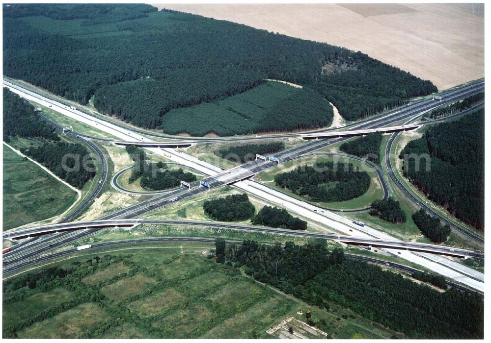 Aerial image Schönefeld - : Fast fertig umgebautes Autobahnkreuz Schönefeld.