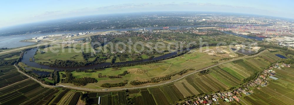 Aerial photograph Hamburg - Finkenwerder Bypass on the old Southern Elbe in Hamburg. A project of the Hamburg Port Authority HPA