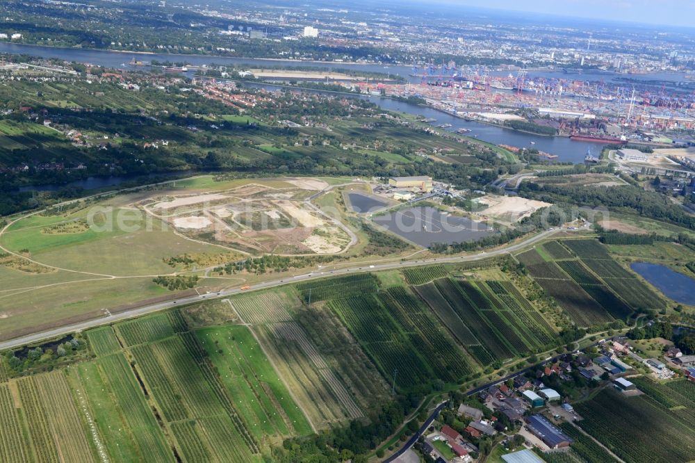 Hamburg from above - Finkenwerder Bypass on the old Southern Elbe in Hamburg. A project of the Hamburg Port Authority HPA