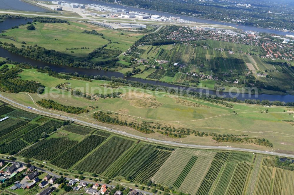 Aerial photograph Hamburg - Finkenwerder Bypass on the old Southern Elbe in Hamburg. A project of the Hamburg Port Authority HPA