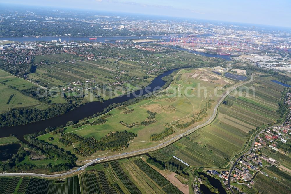 Hamburg from the bird's eye view: Finkenwerder Bypass on the old Southern Elbe in Hamburg. A project of the Hamburg Port Authority HPA