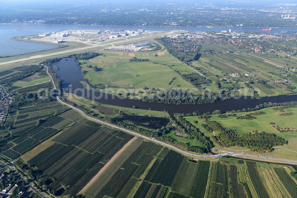 Aerial image Hamburg - Finkenwerder Bypass on the old Southern Elbe in Hamburg. A project of the Hamburg Port Authority HPA