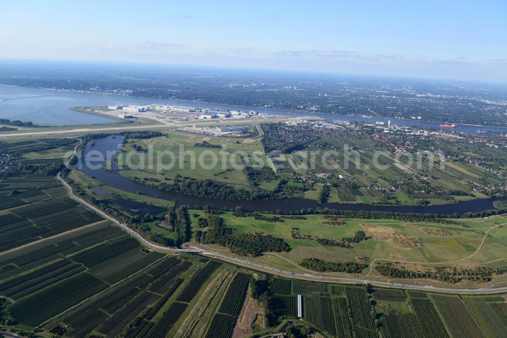 Aerial photograph Hamburg - Finkenwerder Bypass on the old Southern Elbe in Hamburg. A project of the Hamburg Port Authority HPA