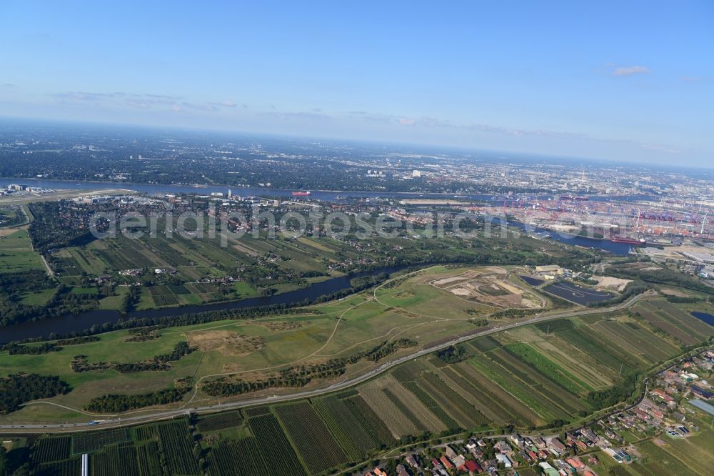 Hamburg from above - Finkenwerder Bypass on the old Southern Elbe in Hamburg. A project of the Hamburg Port Authority HPA