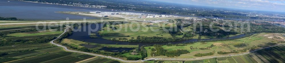 Hamburg from the bird's eye view: Finkenwerder Bypass on the old Southern Elbe in Hamburg. A project of the Hamburg Port Authority HPA