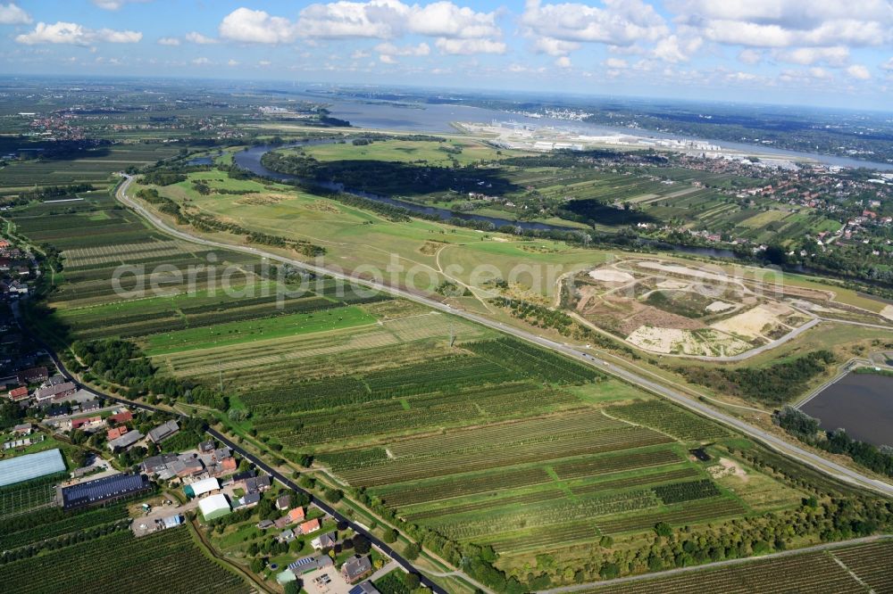 Aerial image Hamburg - Finkenwerder Bypass on the old Southern Elbe in Hamburg. A project of the Hamburg Port Authority HPA