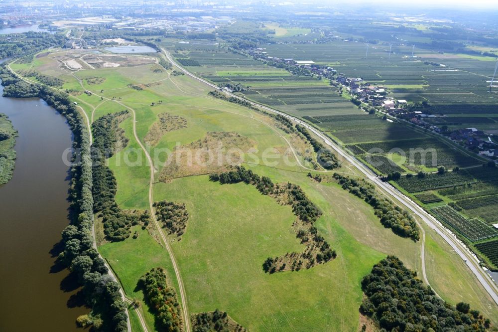 Hamburg from above - Finkenwerder Bypass on the old Southern Elbe in Hamburg. A project of the Hamburg Port Authority HPA