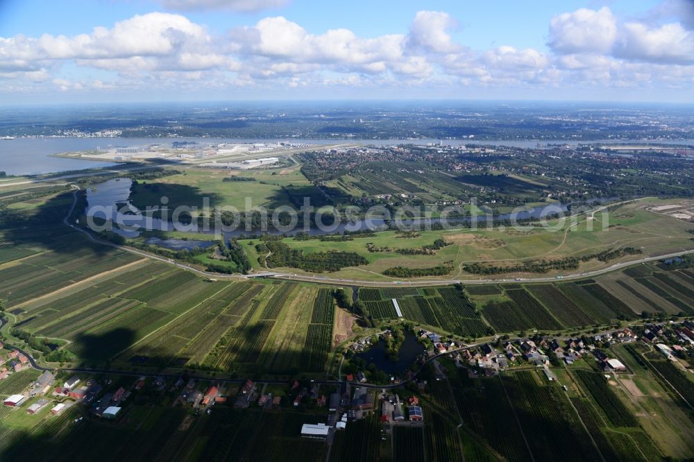 Hamburg from the bird's eye view: Finkenwerder Bypass on the old Southern Elbe in Hamburg. A project of the Hamburg Port Authority HPA