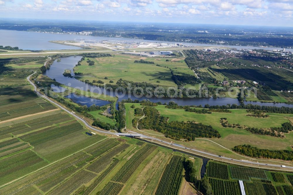 Aerial image Hamburg - Finkenwerder Bypass on the old Southern Elbe in Hamburg. A project of the Hamburg Port Authority HPA