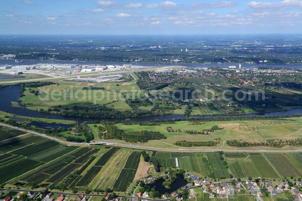 Aerial photograph Hamburg - Finkenwerder Bypass on the old Southern Elbe in Hamburg. A project of the Hamburg Port Authority HPA