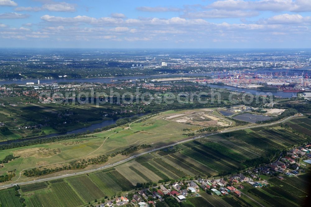 Hamburg from above - Finkenwerder Bypass on the old Southern Elbe in Hamburg. A project of the Hamburg Port Authority HPA