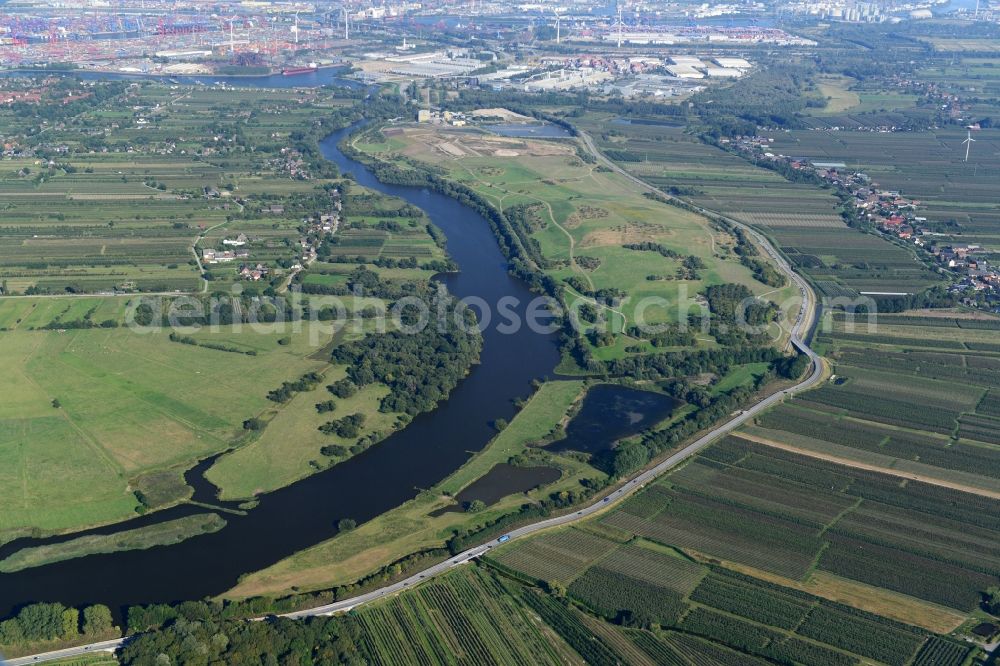 Aerial image Hamburg - Finkenwerder Bypass on the old Southern Elbe in Hamburg. A project of the Hamburg Port Authority HPA