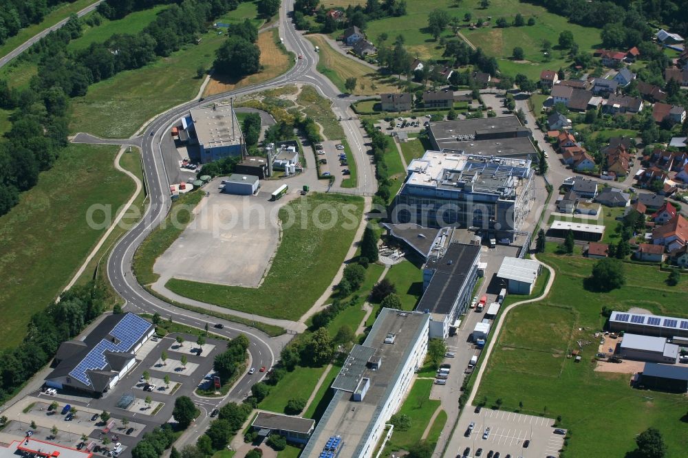 Wehr from the bird's eye view: Company grounds and facilities of Novartis Pharma Produktions GmbH in Wehr in the state Baden-Wuerttemberg, Germany