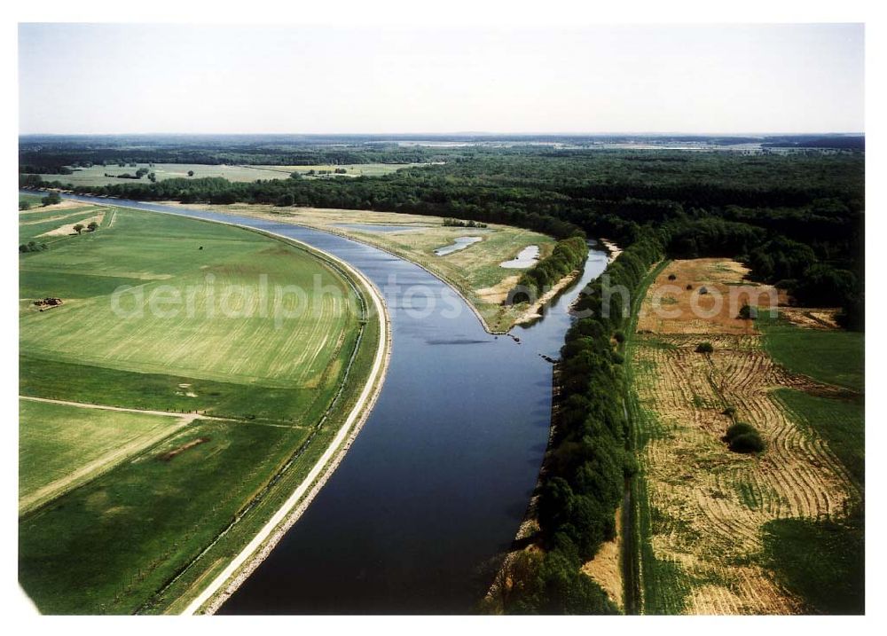 Aerial photograph Parchau / Sachsen-Anhalt - Umgeleiteter Elbe-Havel-Kanal südlich von Parchau und nordöstlich von Burg in Sachsen-Anhalt. Ein Projekt des: Wasserstraßen-Neubauamt Magdeburg Frau Roskoden, Kleiner Werder 5c, 39114 MAGDEBURG Tel.: 0391-5352168