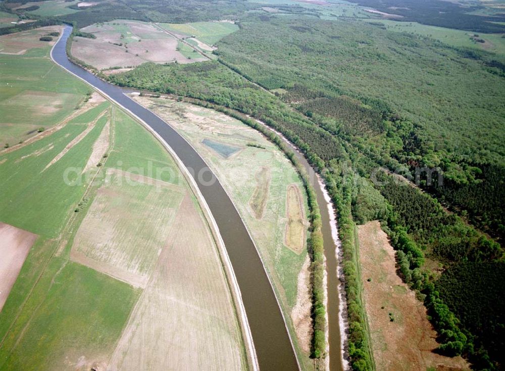 Aerial photograph Parchau / Sachsen-Anhalt - Umgeleiteter Elbe-Havel-Kanal südlich von Parchau und nordöstlich von Burg in Sachsen-Anhalt. Ein Projekt des: Wasserstraßen-Neubauamt Magdeburg Frau Roskoden, Kleiner Werder 5c, 39114 MAGDEBURG Tel.: 0391-5352168