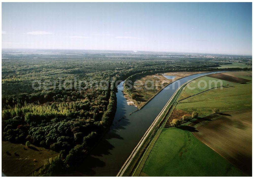 Aerial image Parchau / Sachsen-Anhalt - Umgeleiteter Elbe-Havel-Kanal südlich von Parchau, östlich von Burg in Sachsen-Anhalt.