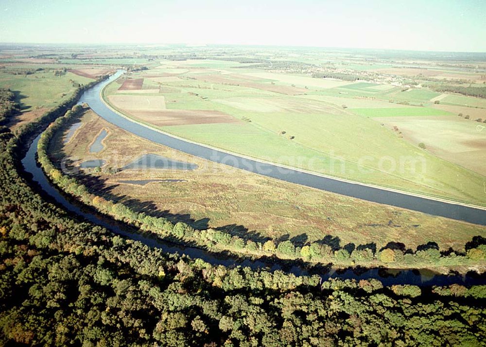 Parchau / Sachsen-Anhalt from the bird's eye view: Umgeleiteter Elbe-Havel-Kanal südlich von Parchau, östlich von Burg in Sachsen-Anhalt.