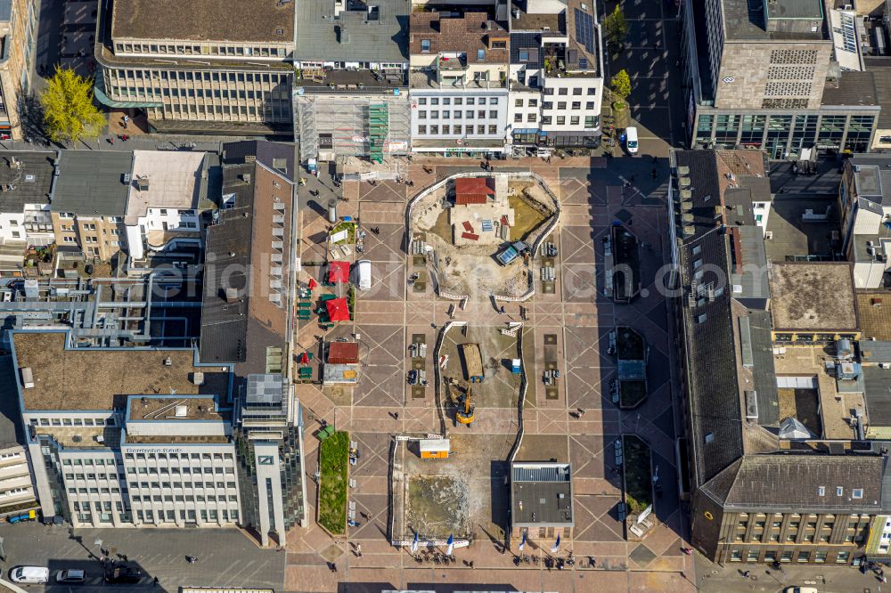 Bochum from above - Redesign of the square ensemble in the city center Husemannplatz in the district of city center in Bochum in the Ruhr area in the state North Rhine-Westphalia, Germany