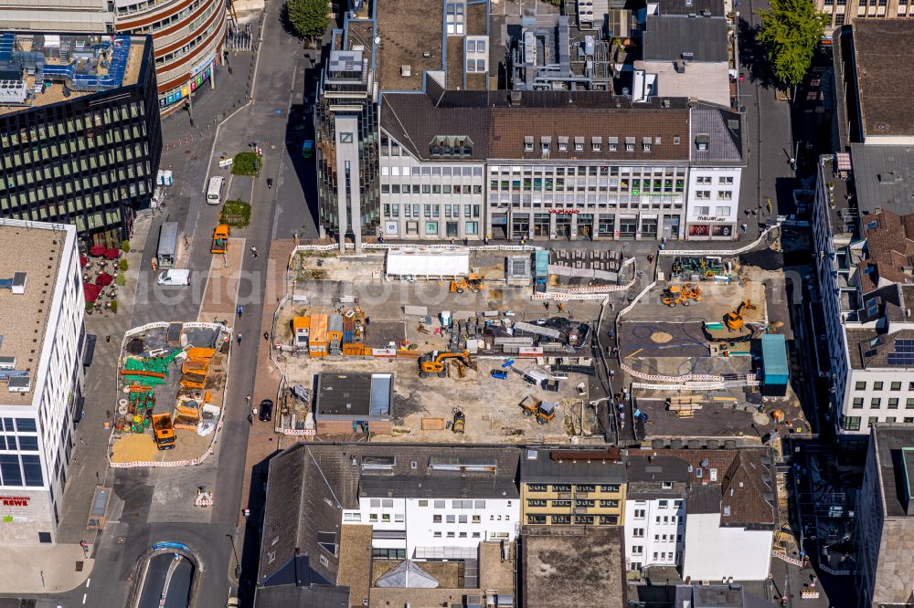 Aerial image Bochum - Redesign of the square ensemble in the city center Husemannplatz in the district of city center in Bochum in the Ruhr area in the state North Rhine-Westphalia, Germany