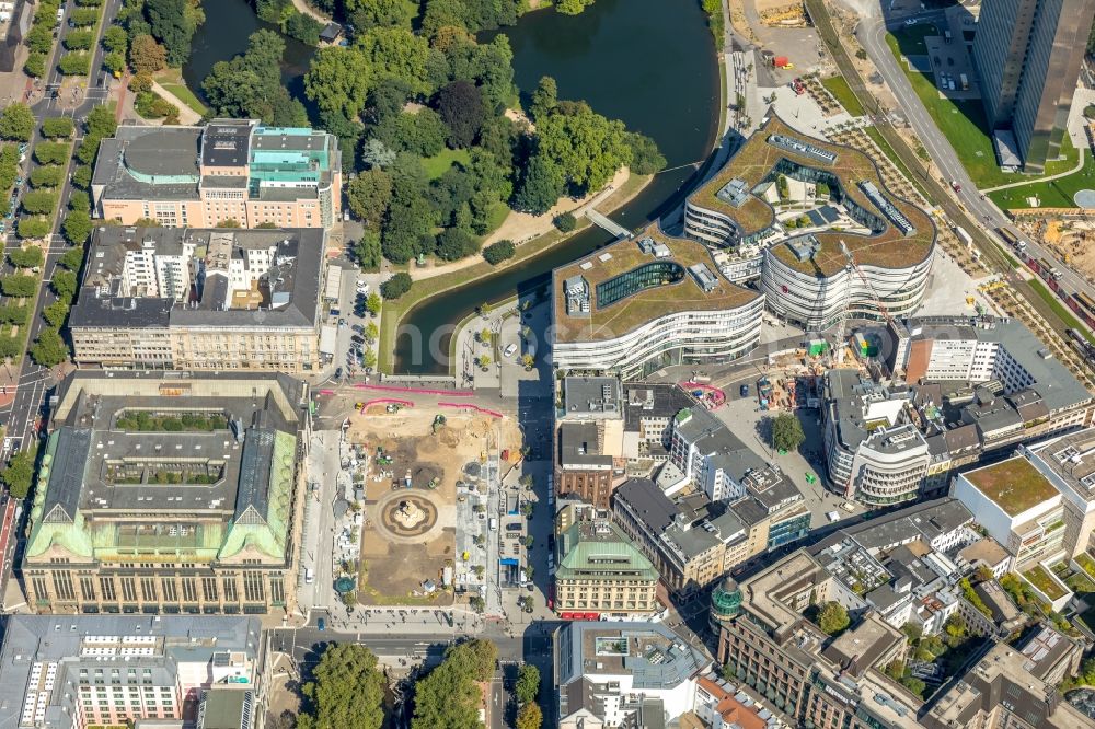 Düsseldorf from above - Reconstruction of the square at the Koenigsallee - Theodor-Koerner-Strasse in the inner city center in Duesseldorf in the state of North Rhine-Westphalia, Germany