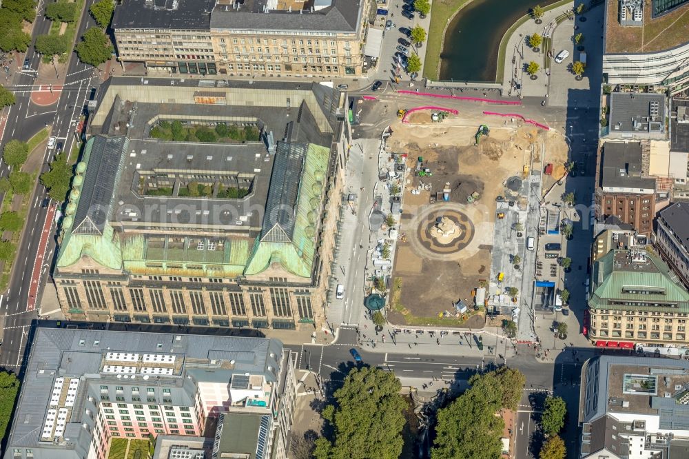 Düsseldorf from the bird's eye view: Reconstruction of the square at the Koenigsallee - Theodor-Koerner-Strasse in the inner city center in Duesseldorf in the state of North Rhine-Westphalia, Germany