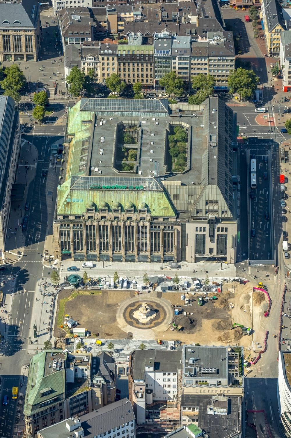 Aerial image Düsseldorf - Reconstruction of the square at the Koenigsallee - Theodor-Koerner-Strasse in the inner city center in Duesseldorf in the state of North Rhine-Westphalia, Germany