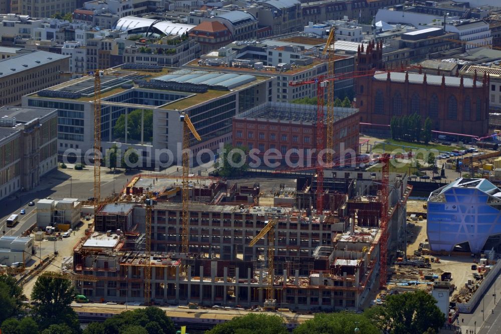 Aerial photograph Berlin - View of the construction site for the new building the largest and most important cultural construction of the Federal Republic, the building of the Humboldt Forum in the form of the Berlin Palace