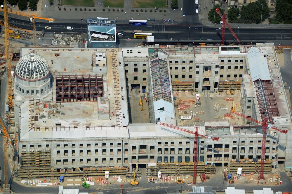 Aerial image Berlin - View of the construction site for the new building the largest and most important cultural construction of the Federal Republic, the building of the Humboldt Forum in the form of the Berlin Palace