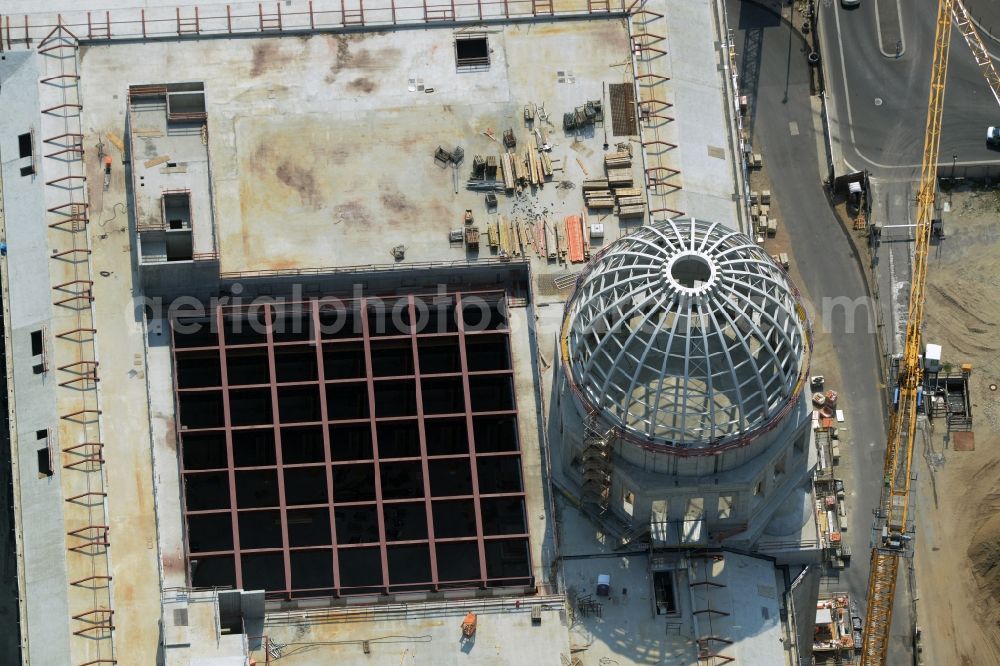 Aerial photograph Berlin - View of the construction site for the new building the largest and most important cultural construction of the Federal Republic, the building of the Humboldt Forum in the form of the Berlin Palace