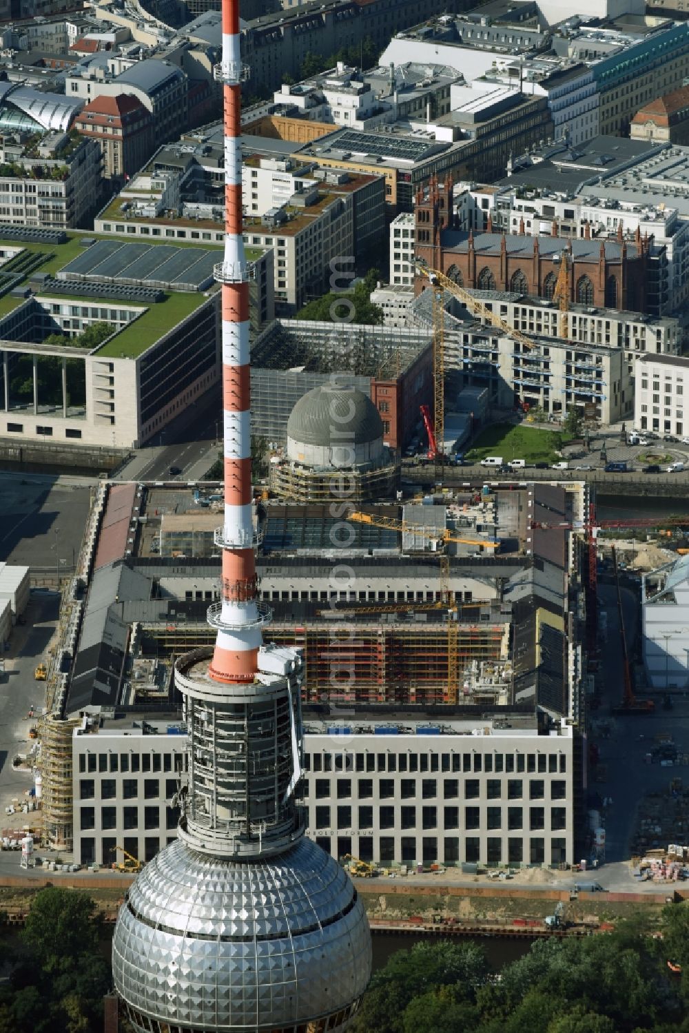 Aerial photograph Berlin - Construction site for the new building the largest and most important cultural construction of the Federal Republic, the building of the Humboldt Forum in the form of the Berlin Palace