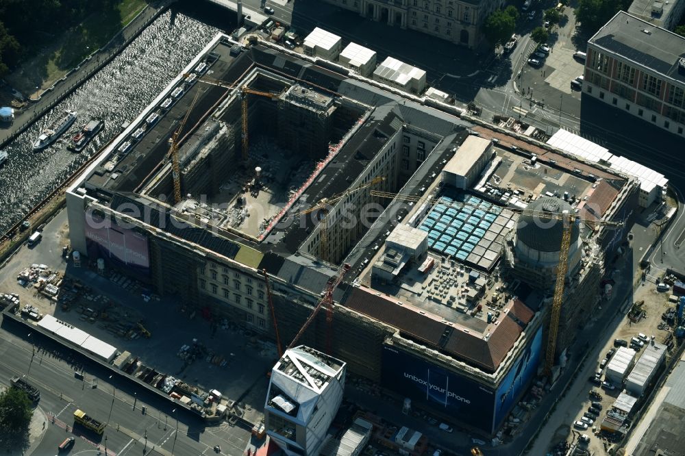 Aerial photograph Berlin - Construction site for the new building the largest and most important cultural construction of the Federal Republic, the building of the Humboldt Forum in the form of the Berlin Palace