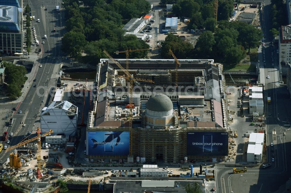 Aerial photograph Berlin - Construction site for the new building the largest and most important cultural construction of the Federal Republic, the building of the Humboldt Forum in the form of the Berlin Palace