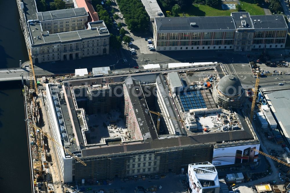 Aerial photograph Berlin - Construction site for the new building the largest and most important cultural construction of the Federal Republic, the building of the Humboldt Forum in the form of the Berlin Palace