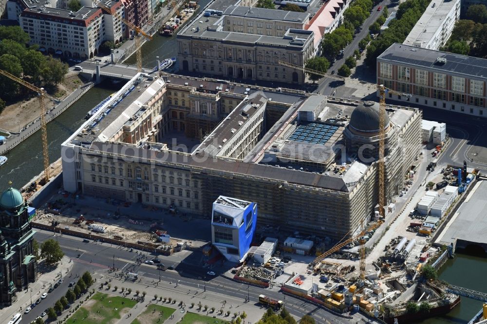 Aerial image Berlin - Construction site for the new building the largest and most important cultural construction of the Federal Republic, the building of the Humboldt Forum in the form of the Berlin Palace