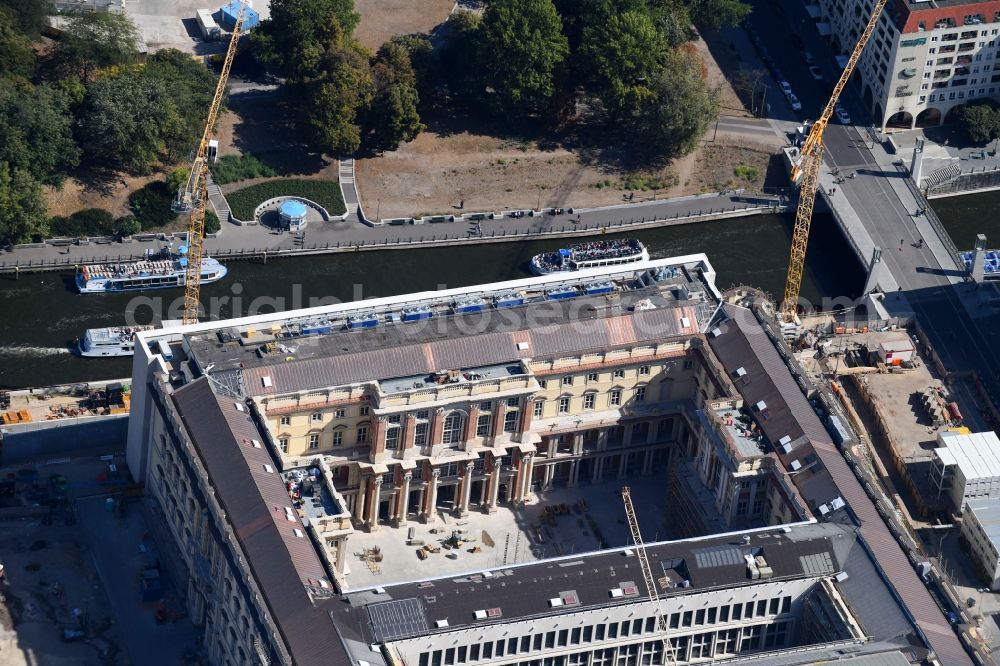 Aerial photograph Berlin - Construction site for the new building the largest and most important cultural construction of the Federal Republic, the building of the Humboldt Forum in the form of the Berlin Palace