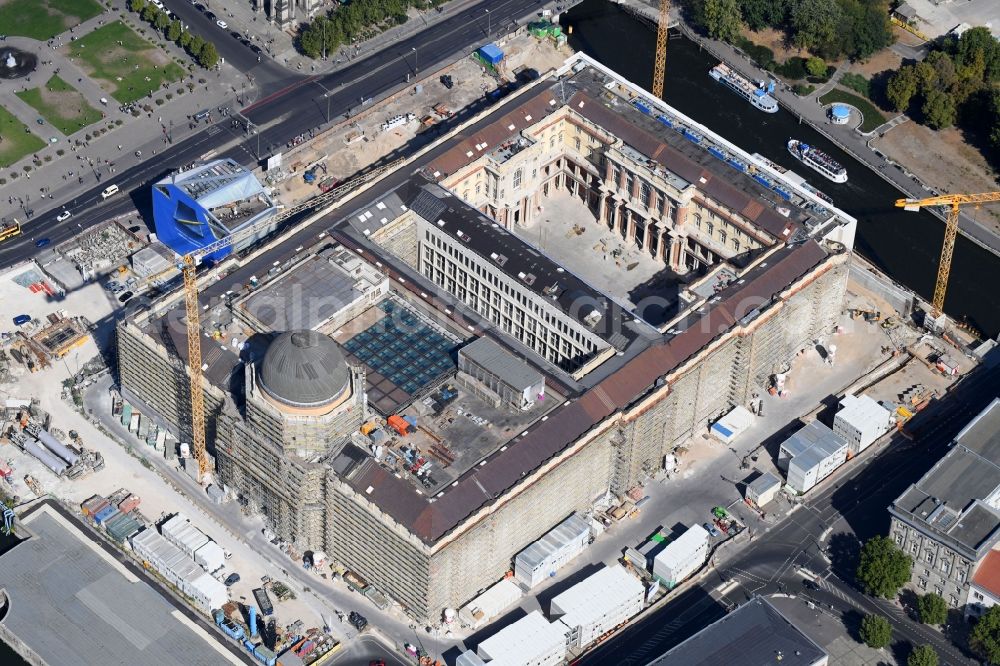 Aerial photograph Berlin - Construction site for the new building the largest and most important cultural construction of the Federal Republic, the building of the Humboldt Forum in the form of the Berlin Palace